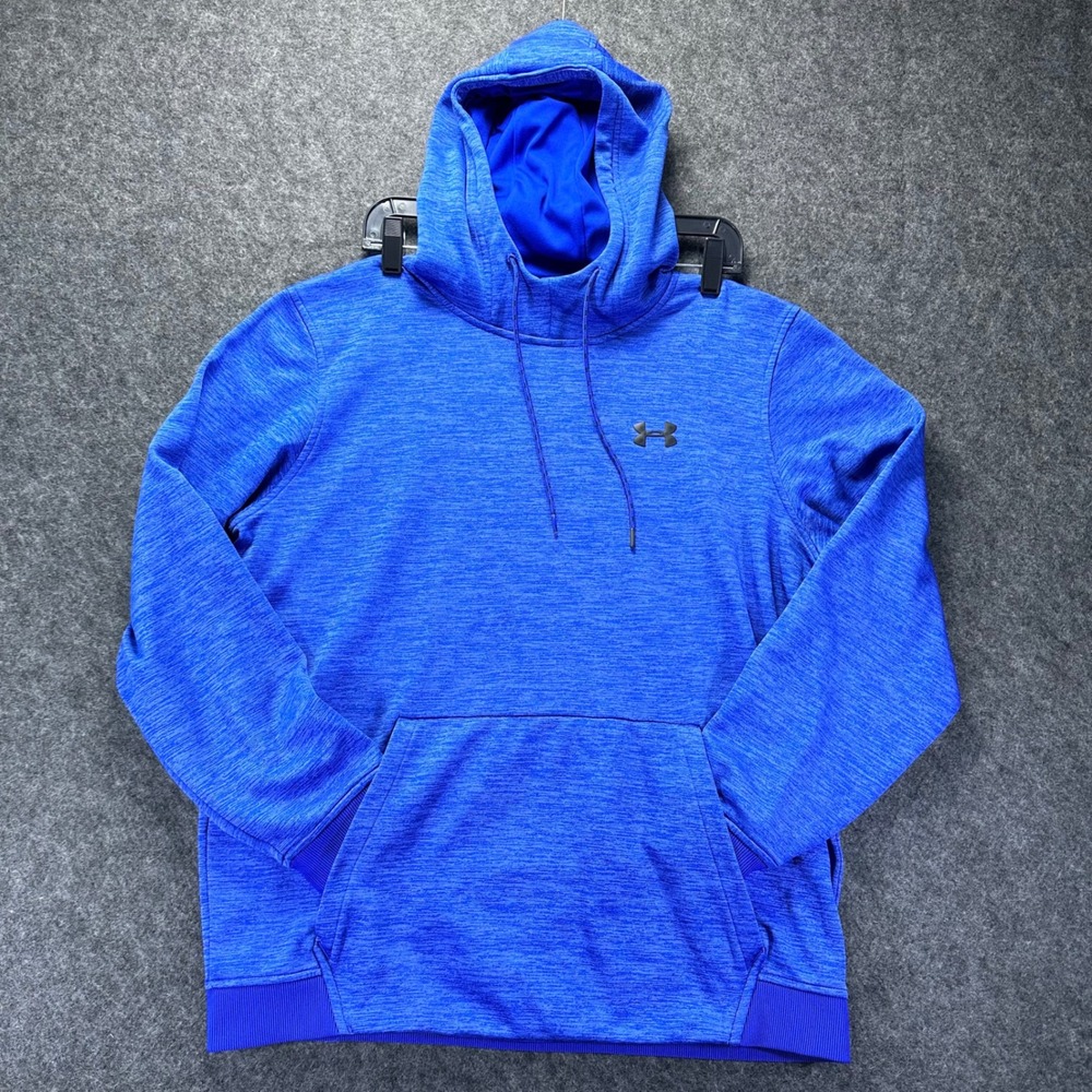 Under Armour Mens Blue ColdGear Space Dye Pullover Hoodie Large